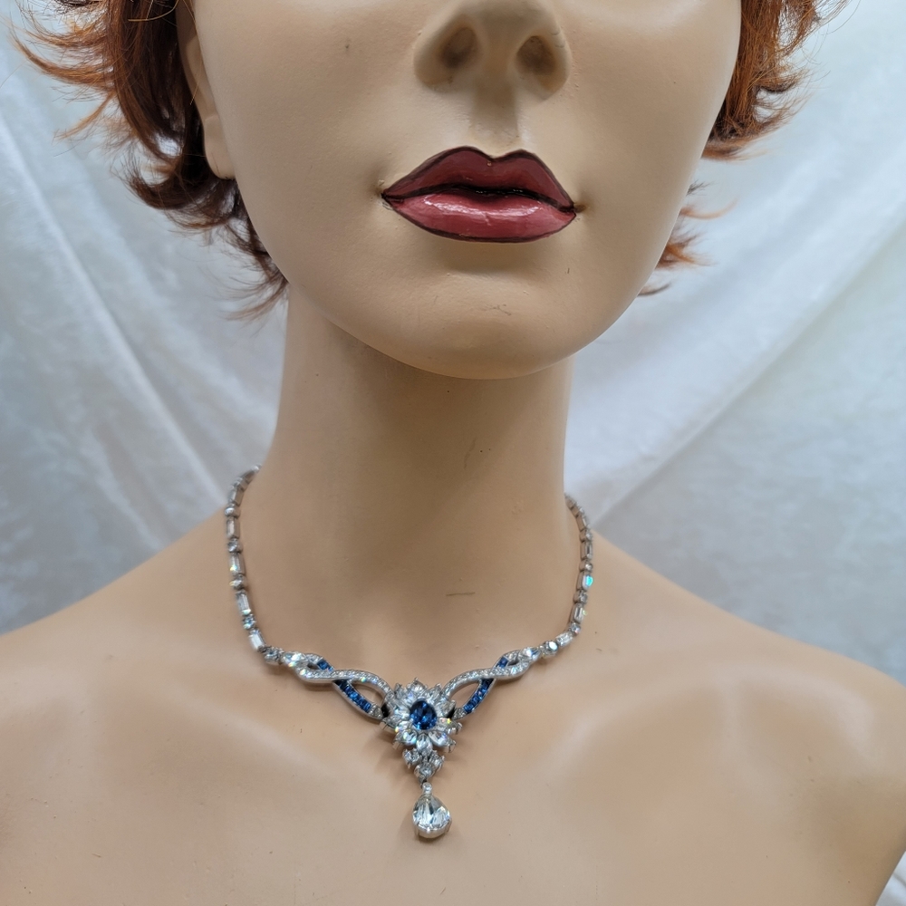 RARE Jomaz Signed Exquisite White Diamond Sapphire (Rhinestone) Vintage Necklace